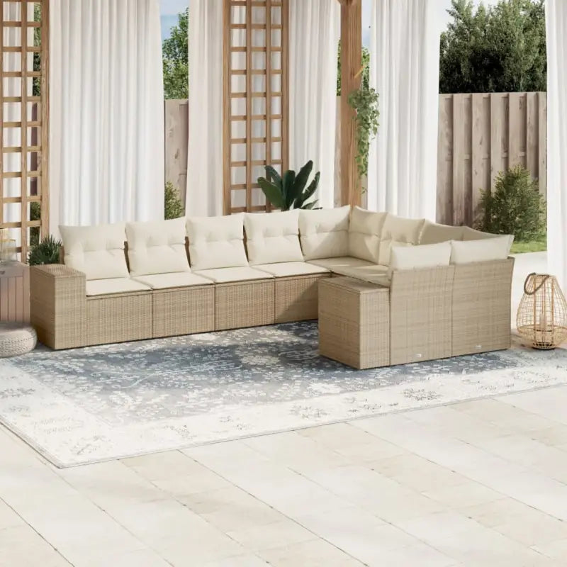 Zwart materiaal loungeset van gepoedercoat staal voor je tuin of terras - beige en crèmekleurig / Met tafel - Tuinsets