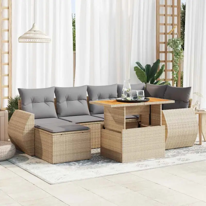 Zwart materiaal loungeset van gepoedercoat staal voor je tuin of terras - Beige en grijs / met opbergruimte - Tuinsets