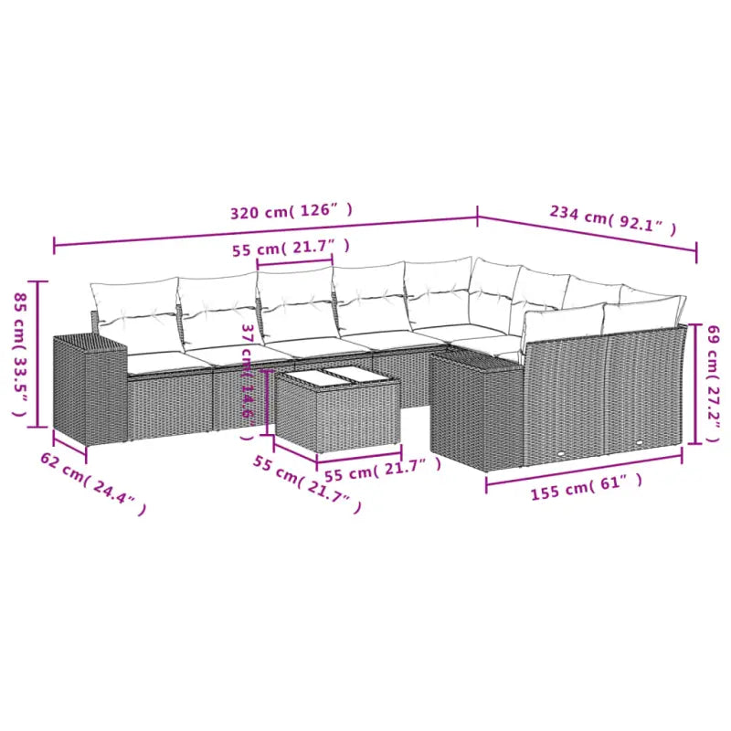 Zwart materiaal loungeset van gepoedercoat staal voor je tuin of terras - Tuinsets