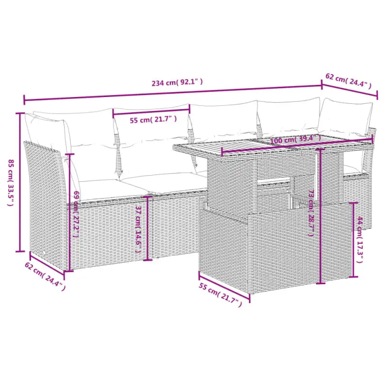 Zwart materiaal loungeset van gepoedercoat staal voor je tuin of terras - Tuinsets