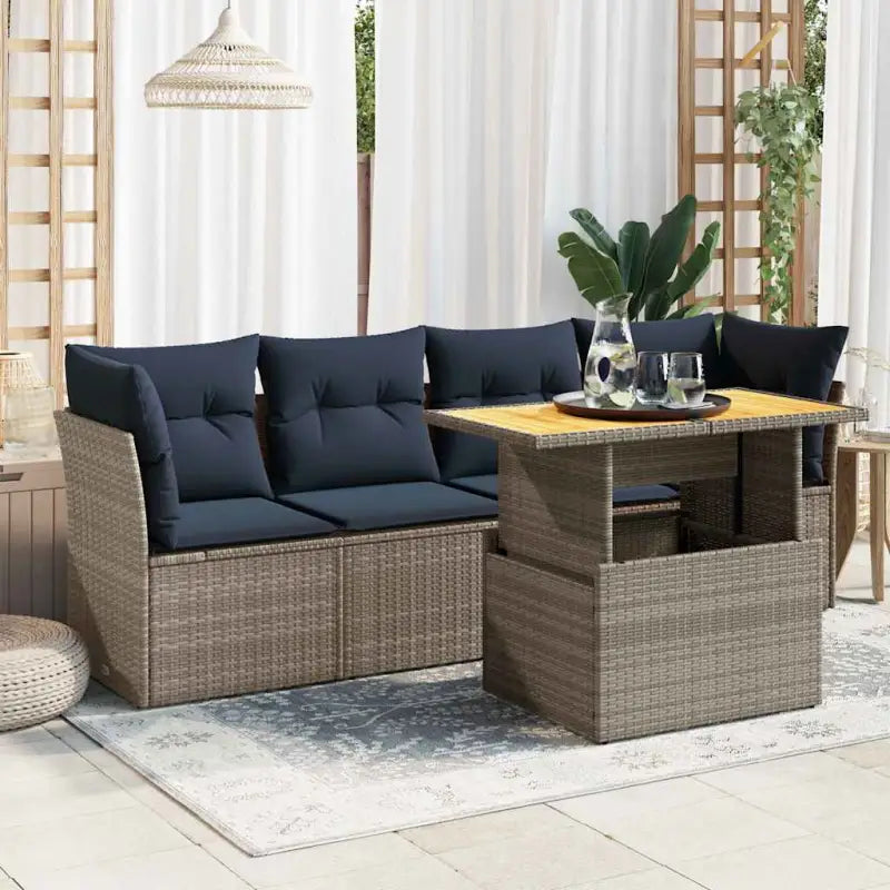 Zwart materiaal loungeset van gepoedercoat staal voor je tuin of terras - Grijs / met opbergruimte - Tuinsets
