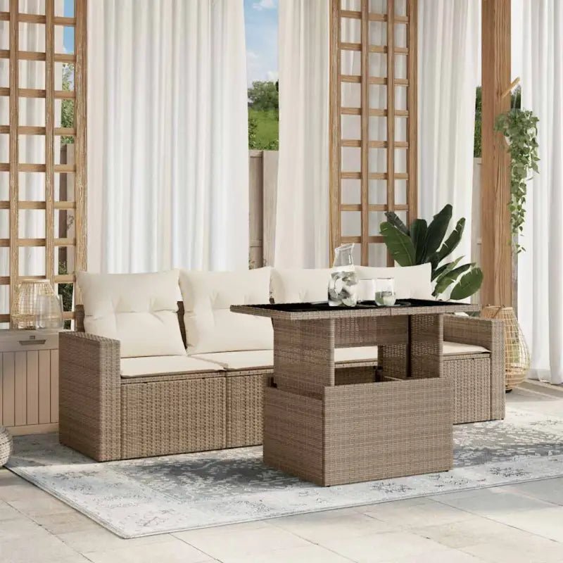 Zwart materiaal loungeset van gepoedercoat staal voor je tuin of terras - beige en crèmekleurig / zonder opbergruimte