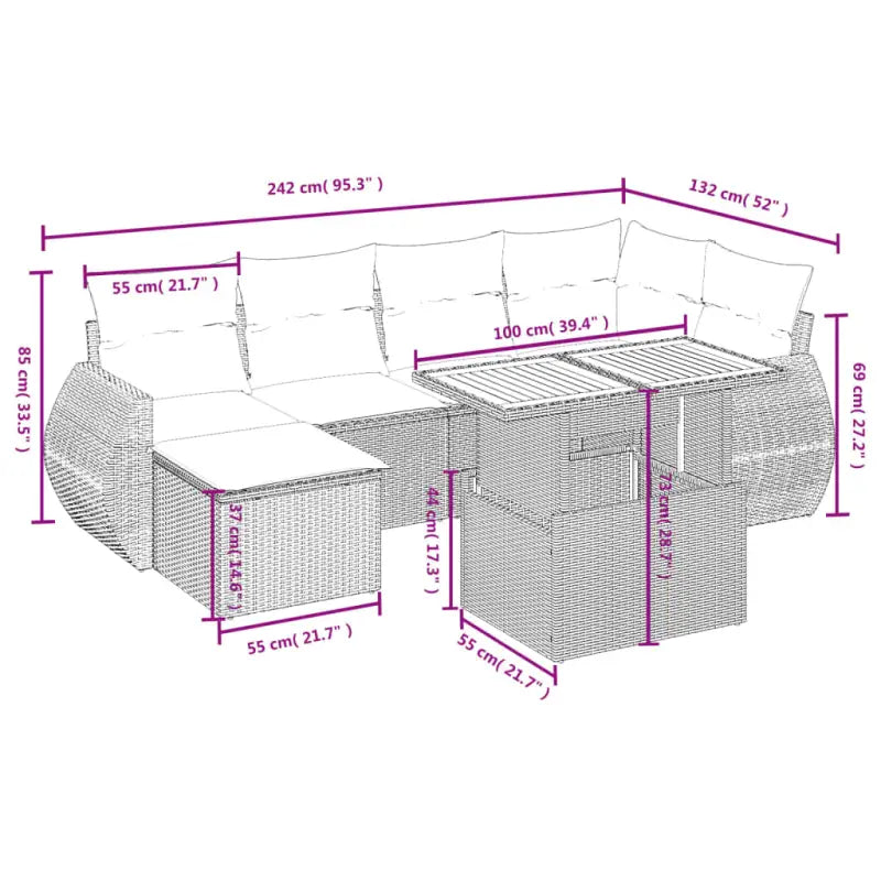 Zwart materiaal loungeset van gepoedercoat staal voor je tuin of terras - Tuinsets