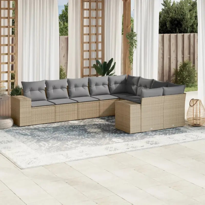 Zwart materiaal loungeset van gepoedercoat staal voor je tuin of terras - Beige en grijs / Met tafel - Tuinsets