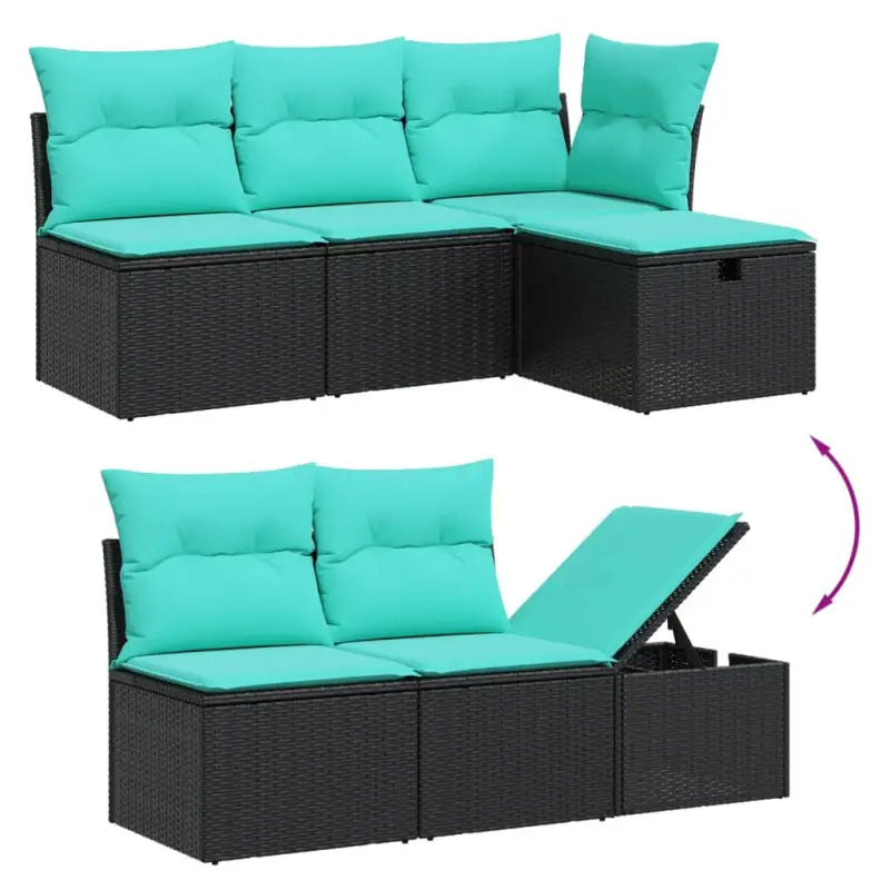 Zwart materiaal loungeset van gepoedercoat staal voor je tuin of terras - Tuinsets