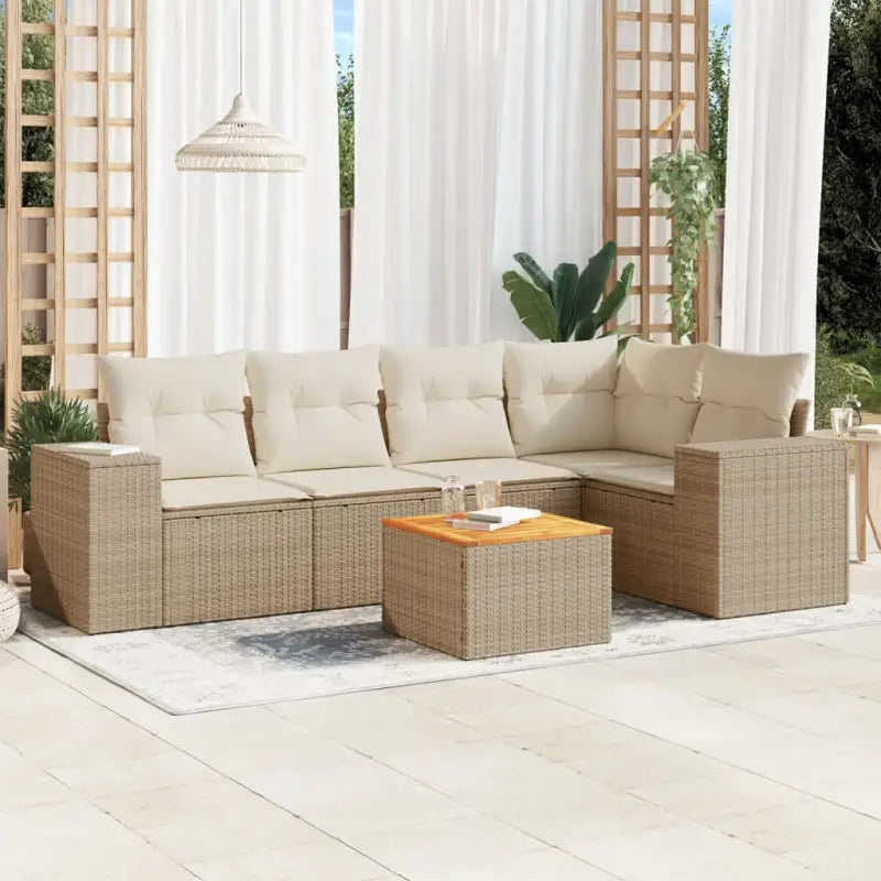 Zwart materiaal loungeset van gepoedercoat staal voor jouw tuin of terras - Beige / 2x middle + table + corner