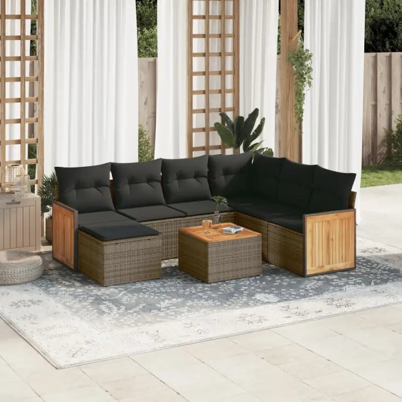 Zwart materiaal loungeset van gepoedercoat staal voor jouw tuin of terras - Grijs / Met tafel - Tuinsets