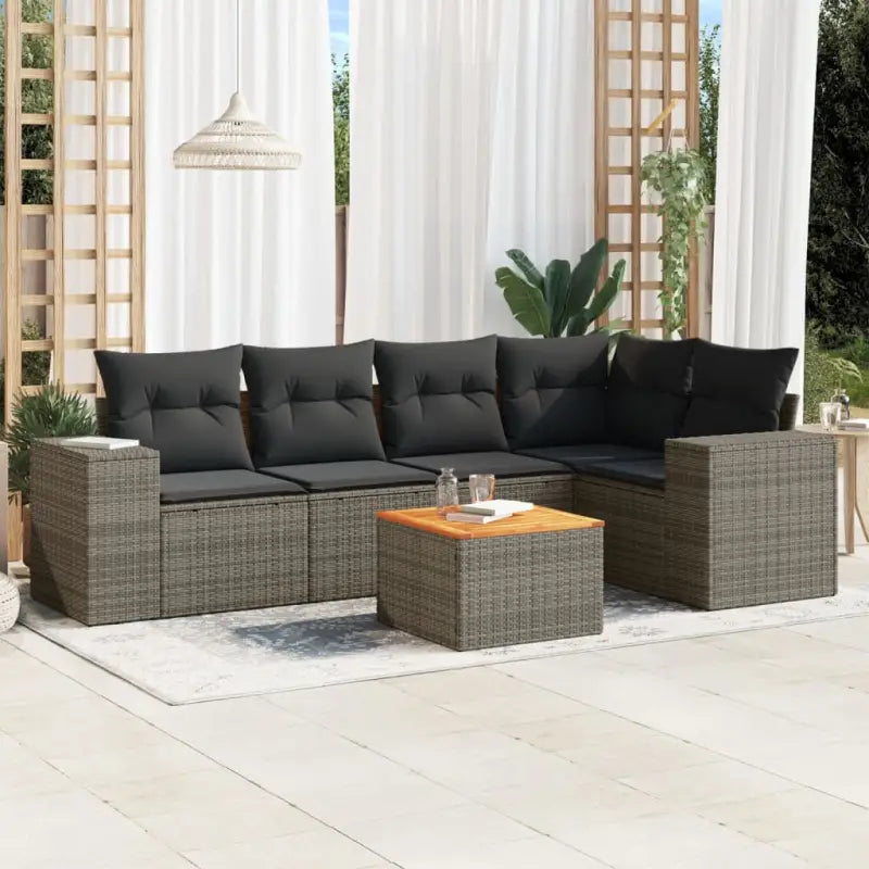 Zwart materiaal loungeset van gepoedercoat staal voor jouw tuin of terras - Grijs / 2x middle + table + corner