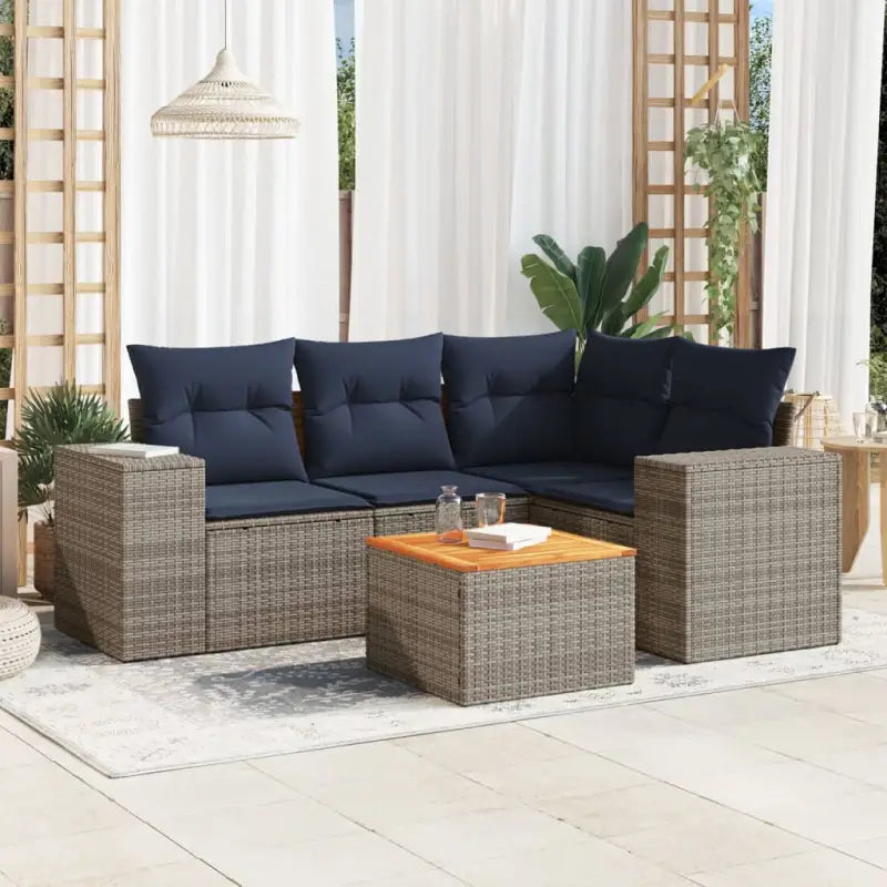 Zwart materiaal loungeset van gepoedercoat staal voor tuin en terras - Grijs - Tuinsets