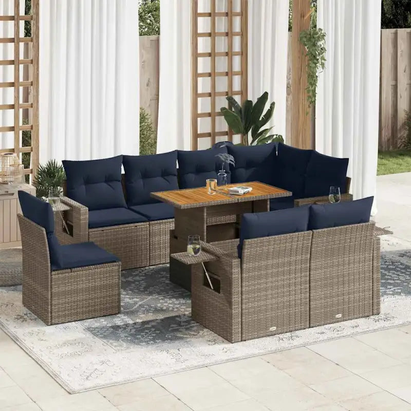 Zwart materiaal loungeset van gepoedercoat staal voor tuin en terras - Grijs / met opbergruimte - Tuinsets