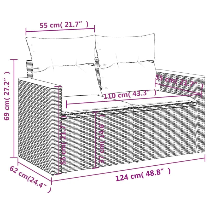 Zwart materiaal Loungeset van gepoedercoat staal voor tuin en terras - Tuinsets