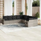 Zwart materiaal loungeset van gepoedercoat staal voor tuin en terras - Lichtgrijs / Met tafel - Tuinsets