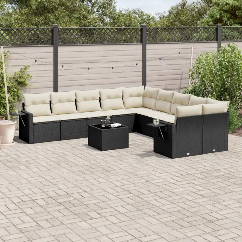 Zwart materiaal loungeset van gepoedercoat staal voor tuin en terras - Zwart en crème / Zonder tafel - Tuinsets