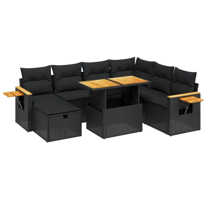 Zwart materiaal loungeset van gepoedercoat staal voor tuin en terras - Tuinsets