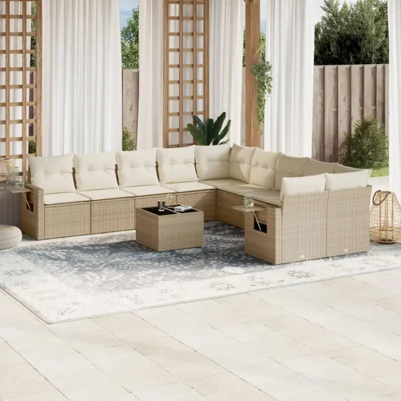 Zwart materiaal loungeset van gepoedercoat staal voor tuin en terras - beige en crèmekleurig / Zonder tafel - Tuinsets