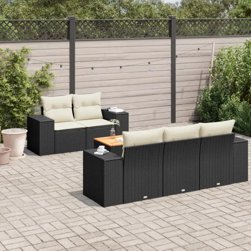 Zwart materiaal loungeset van gepoedercoat staal voor tuin of terras - Zwart en crème - Tuinsets