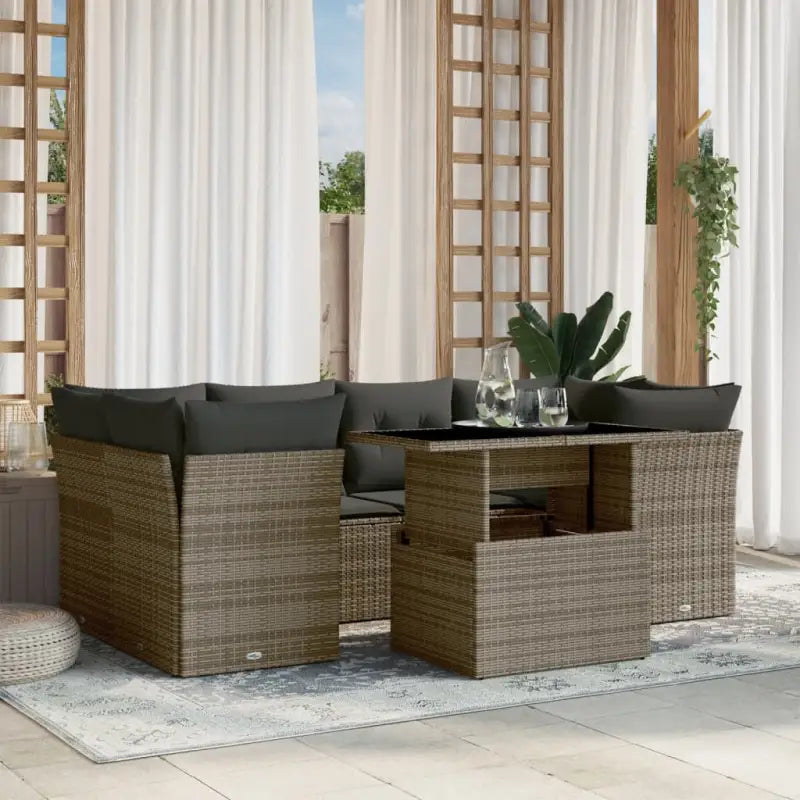 Zwart materiaal loungeset van gepoedercoat staal voor tuin of terras - Grijs - Tuinsets