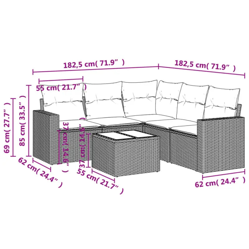 Zwart materiaal loungeset van gepoedercoat staal voor tuin of terras - Tuinsets