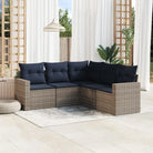 Zwart materiaal loungeset van gepoedercoat staal voor tuin of terras - Beige en grijs / Zonder tafel - Tuinsets
