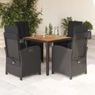 Zwart materiaal poly rattan tuinset voor een comfortabele zitervaring - Zwart / 90 cm tafellengte - Tuinsets