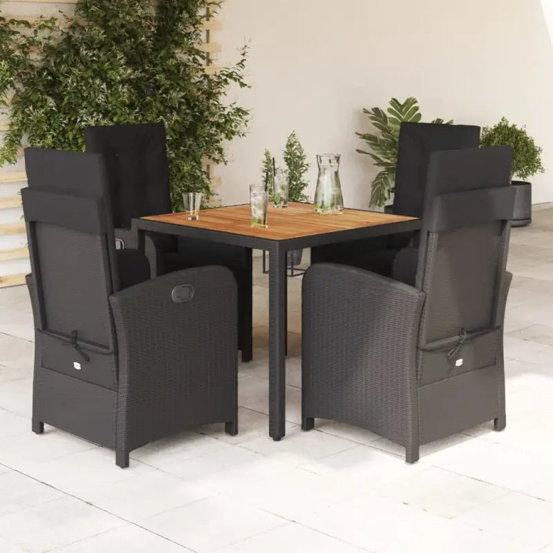 Zwart materiaal poly rattan tuinset voor een comfortabele zitervaring - Zwart / 90 cm tafellengte - Tuinsets