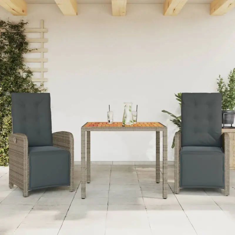 Zwart materiaal poly rattan tuinset voor een comfortabele zitervaring - Grijs / 90 cm tafellengte - Tuinsets