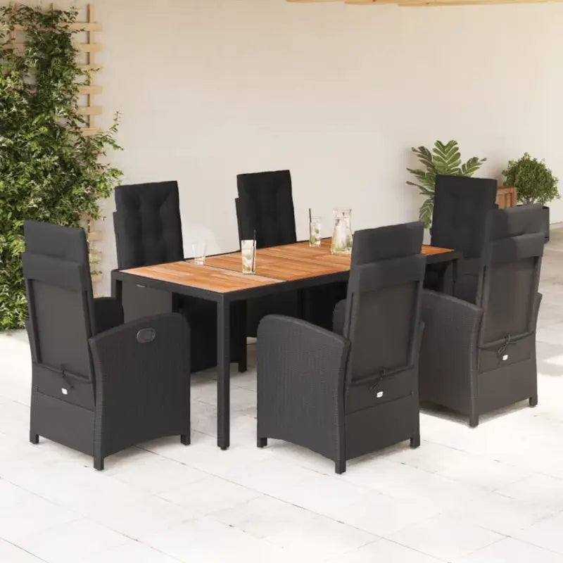 Zwart materiaal poly rattan tuinset voor een comfortabele zitervaring - Zwart / 190 cm tafellengte - Tuinsets