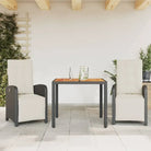 Zwart materiaal poly rattan tuinset voor een comfortabele zitervaring - Zwart en crème / 90 cm tafellengte - Tuinsets
