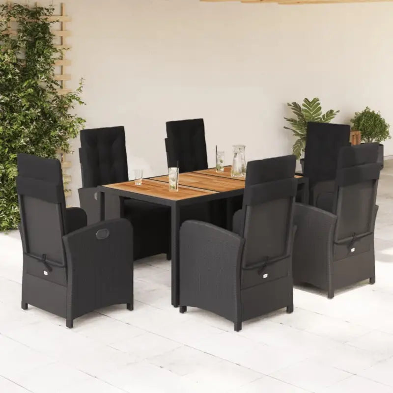 Zwart materiaal poly rattan tuinset voor een comfortabele zitervaring - Zwart / 150 cm tafellengte - Tuinsets