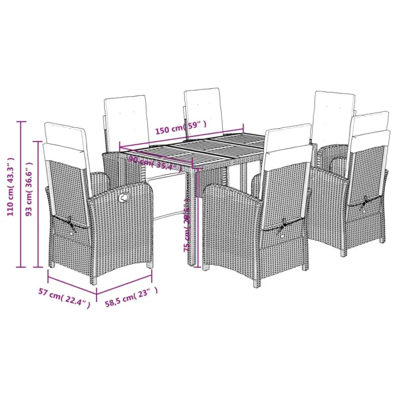 Zwart materiaal poly rattan tuinset voor een comfortabele zitervaring - Tuinsets