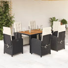 Zwart materiaal poly rattan tuinset voor een comfortabele zitervaring - Zwart en crème / 150 cm tafellengte - Tuinsets