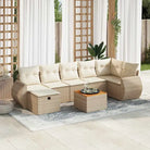 Zwart materiaal tuinset met gepoedercoat staal en afmetingen - beige en crèmekleurig / Tafel + 3x midden + 3x hoek