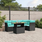 Zwart materiaal tuinset met gepoedercoat staal en comfortabele afmetingen - Zwart / 3x hoek + midden + Tafel - Tuinsets