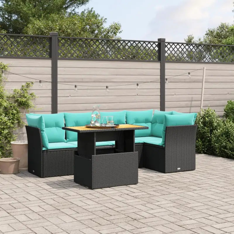 Zwart materiaal tuinset met gepoedercoat staal en comfortabele afmetingen - Zwart / 3x hoek + midden + Tafel - Tuinsets