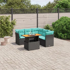 Zwart materiaal tuinset met gepoedercoat staal en comfortabele afmetingen - Zwart / midden + 3x hoek + Tafel - Tuinsets