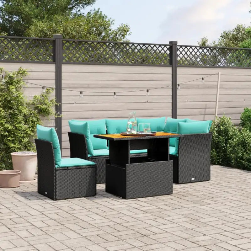 Zwart materiaal tuinset met gepoedercoat staal en comfortabele afmetingen - Zwart / Tafel + midden + 3x hoek - Tuinsets