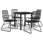 Zwart materiaal Tuinset met gepoedercoat staal en duurzaam PVC-rattan - 5 - Tuinsets