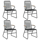 Zwart materiaal Tuinset met gepoedercoat staal en duurzaam PVC-rattan - 5 - Tuinsets