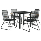 Zwart materiaal Tuinset met gepoedercoat staal en duurzaam PVC-rattan - 5 - Tuinsets