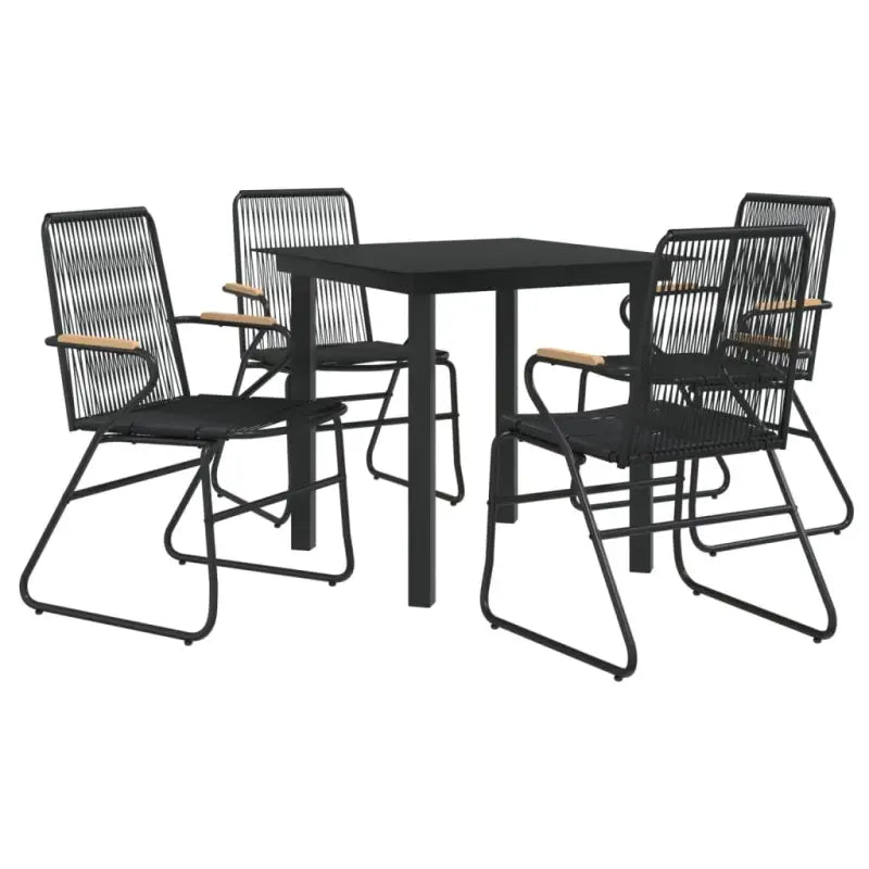 Zwart materiaal Tuinset met gepoedercoat staal en duurzaam PVC-rattan - 5 - Tuinsets