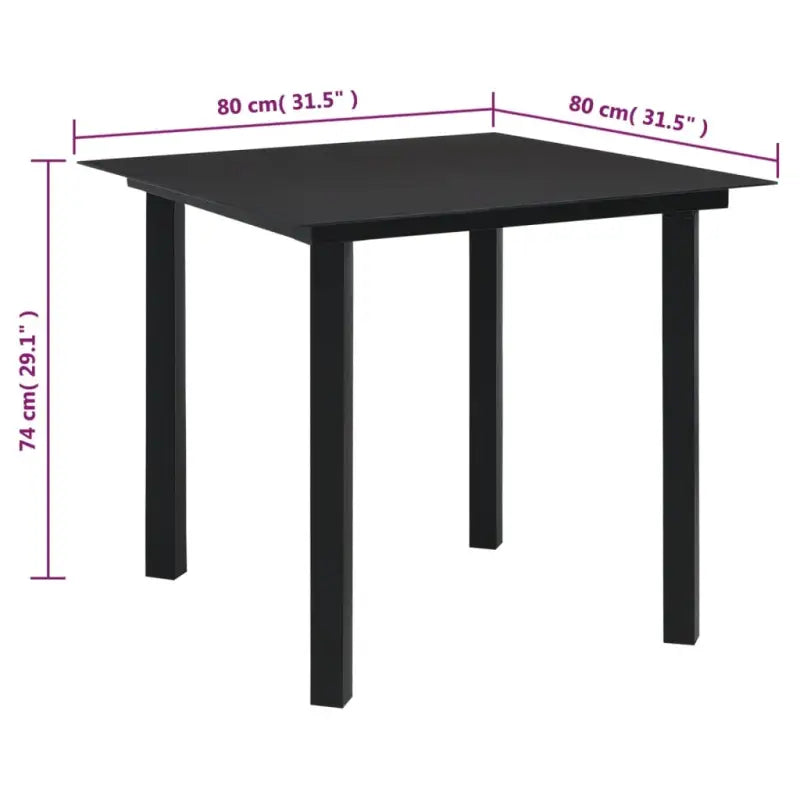 Zwart materiaal Tuinset met gepoedercoat staal en duurzaam PVC-rattan - 5 - Tuinsets