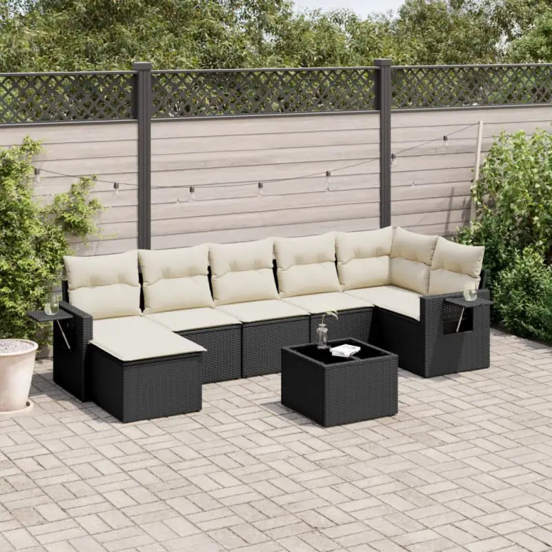 Zwart materiaal tuinset met gepoedercoat staal en perfecte afmetingen - Zwart en crème / Zonder tafel - Tuinsets