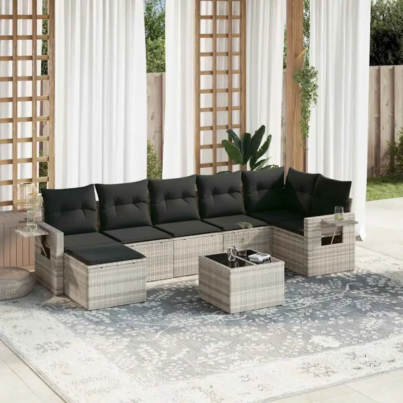 Zwart materiaal tuinset met gepoedercoat staal en perfecte afmetingen - Lichtgrijs / Zonder tafel - Tuinsets