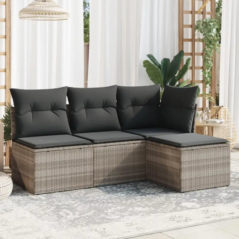 Zwart materiaal tuinset met gepoedercoat staal voor buiten ontspanning - Lichtgrijs / Zonder tafel - Tuinsets