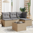 Zwart materiaal tuinset met gepoedercoat staal voor buiten ontspanning - Beige en grijs / Met tafel - Tuinsets