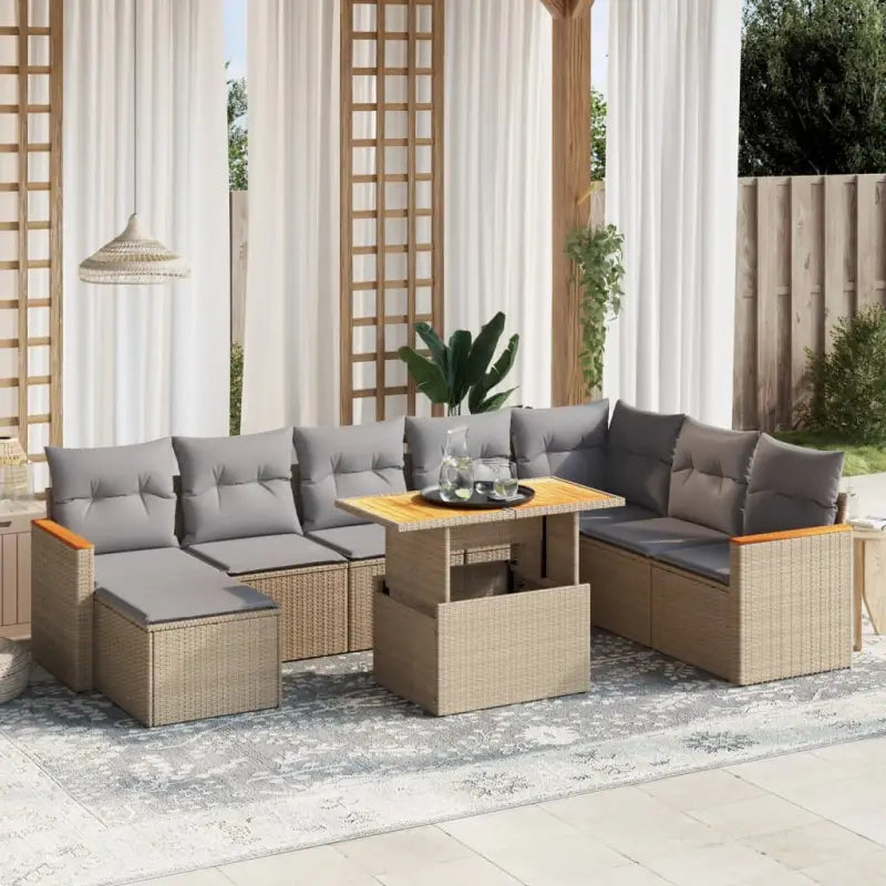 Zwart materiaal tuinset met gepoedercoat staal voor buitencomfort - Beige en grijs / zonder opbergruimte - Tuinsets
