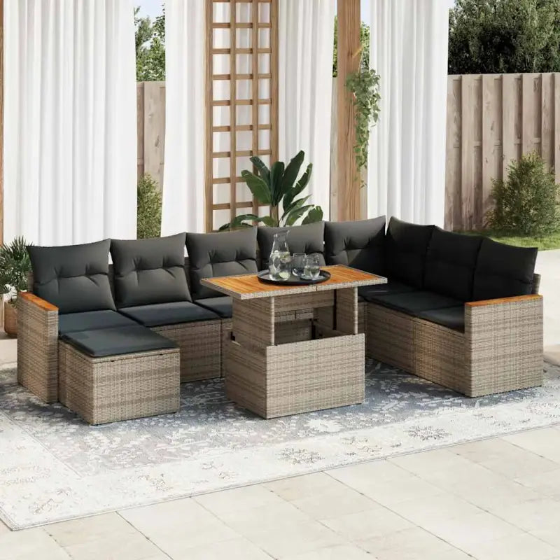 Zwart materiaal tuinset met gepoedercoat staal voor buitencomfort - Grijs / met opbergruimte - Tuinsets