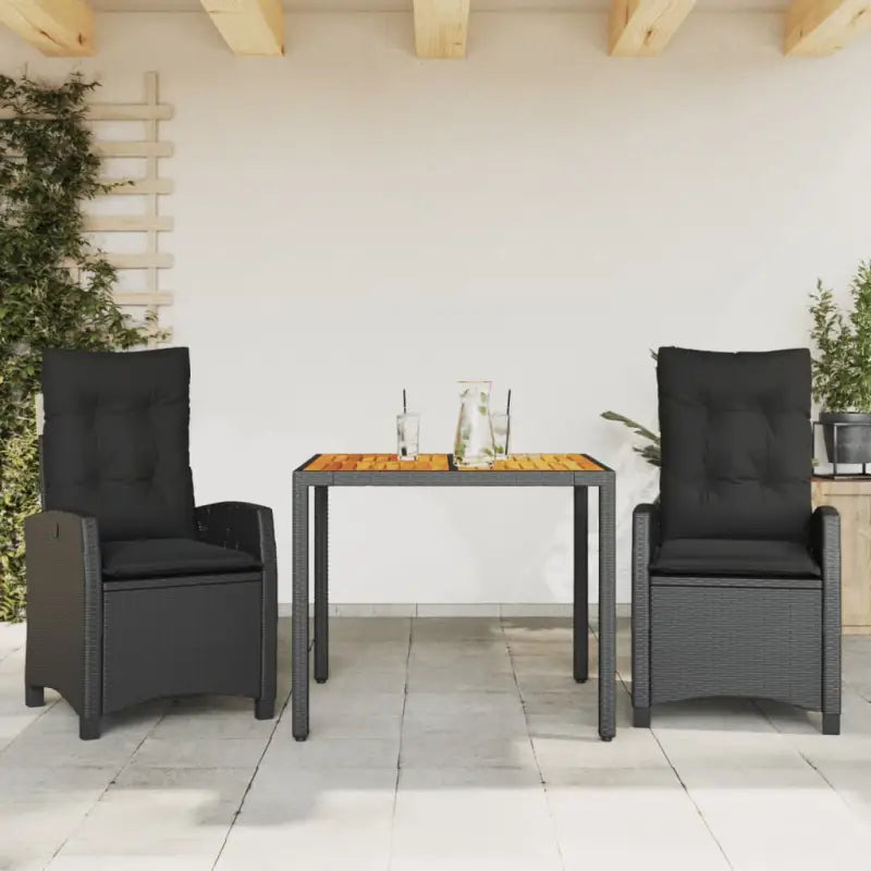 Zwart materiaal tuinset met poly rattan en eenvoudig schoon te maken - Tuinsets