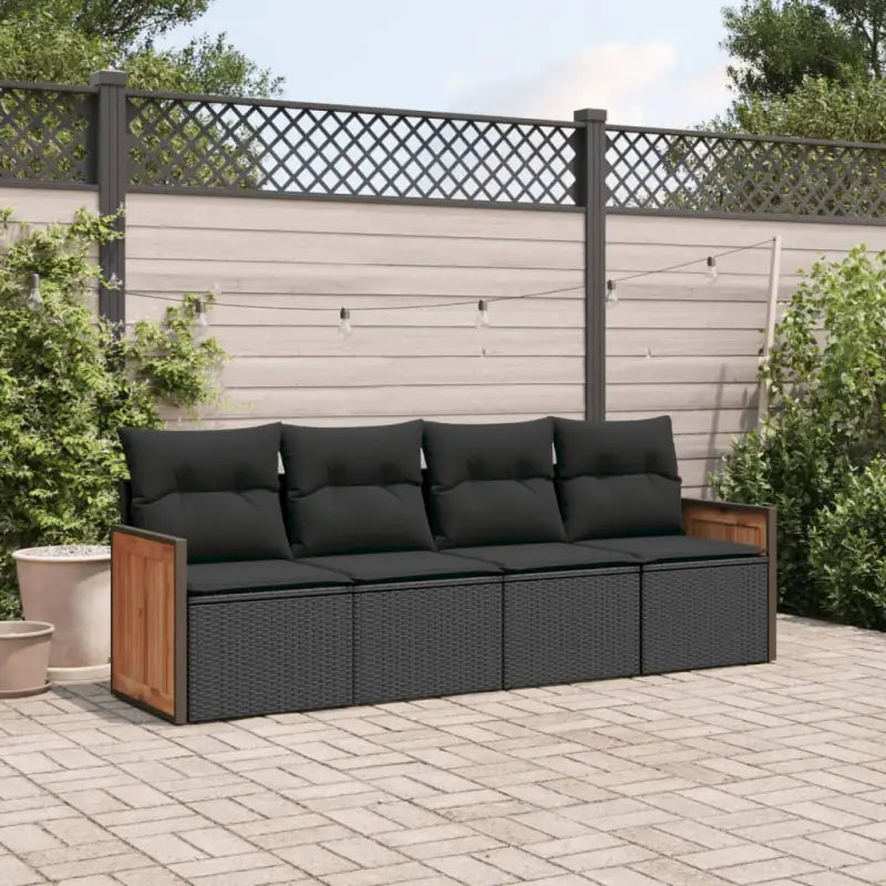 Zwart materiaal tuinset met poly rattan en gepoedercoat staal afmetingen - Zwart / Zonder tafel - Tuinsets