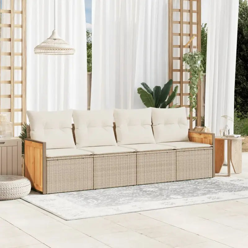 Zwart materiaal tuinset met poly rattan en gepoedercoat staal afmetingen - beige en crèmekleurig / Zonder tafel